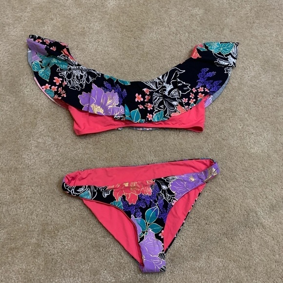 TWO piece bikini off shoulder carmen top set S M - Picture 1 of 6